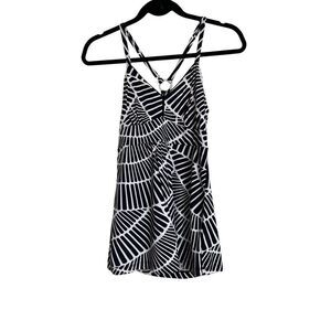 White House Black Market Tank Top Womens XS Black White Ring Back Lined Stretch